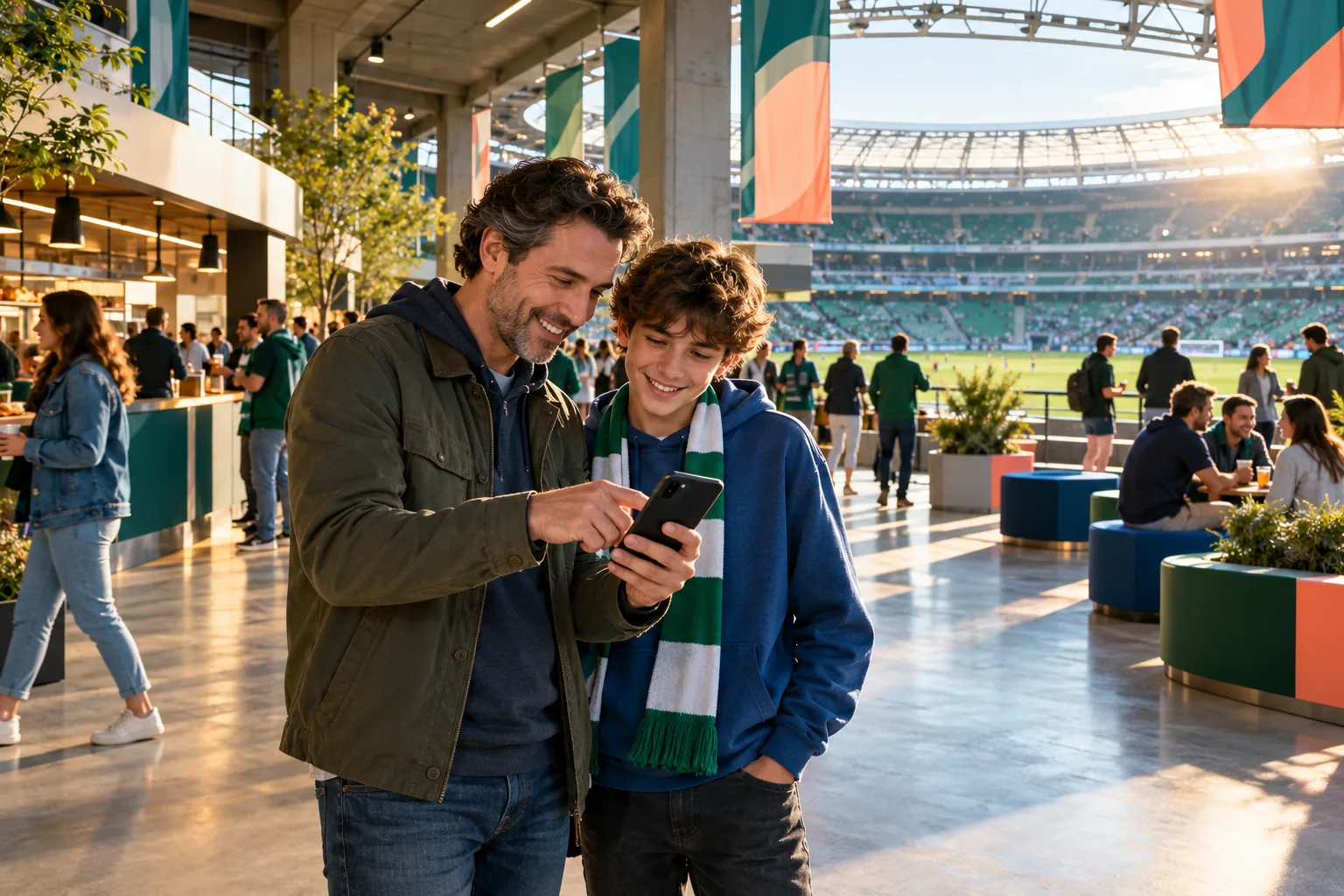 Scène fictive dans les espaces d’un stade